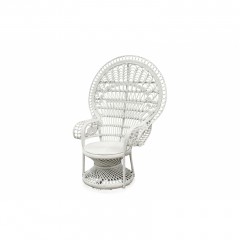 WHITE RATTAN PEACOCK ARMCHAIR    - CHAIRS, STOOLS